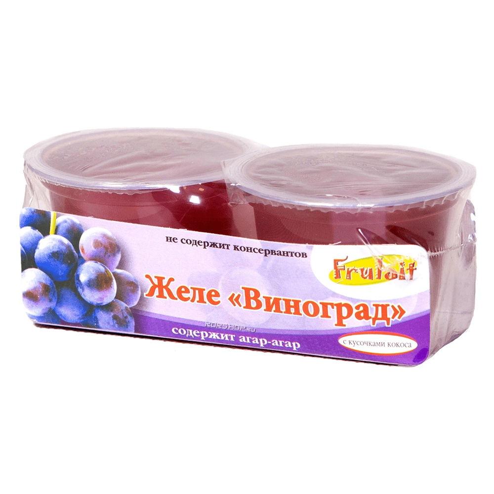 Желе со вкусом винограда с кусочками кокоса Frulaif, 236 г (2*118 г)