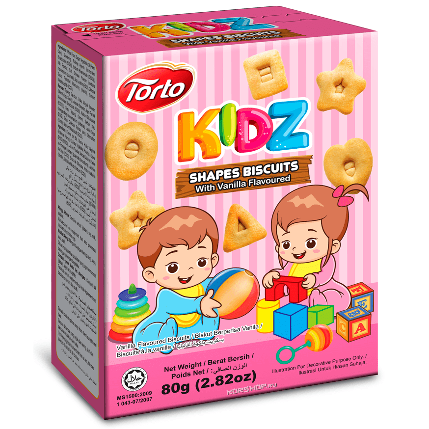 Печенье "Фигурки" с ванильным вкусом Kidz Torto, 80 г