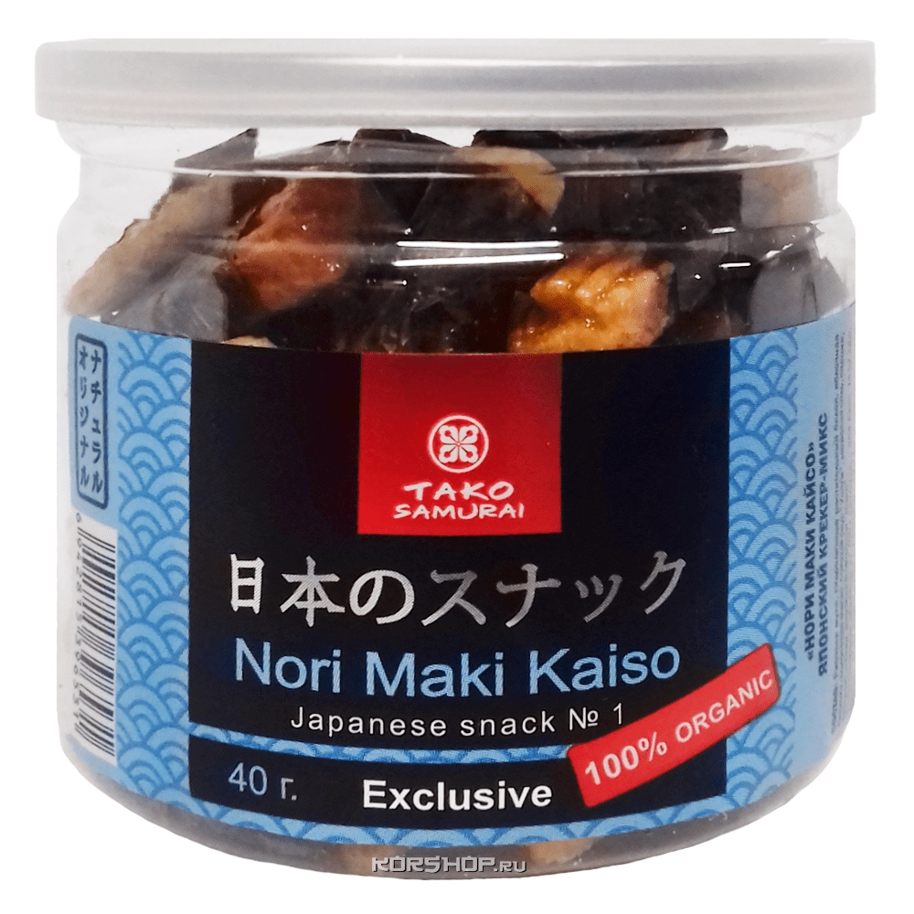 Японские рисовые крекеры Нори Маки Кайсо Тако Самурай, 40 г Японские рисовые крекеры Нори Маки Кайсо Тако Самурай, 40 г