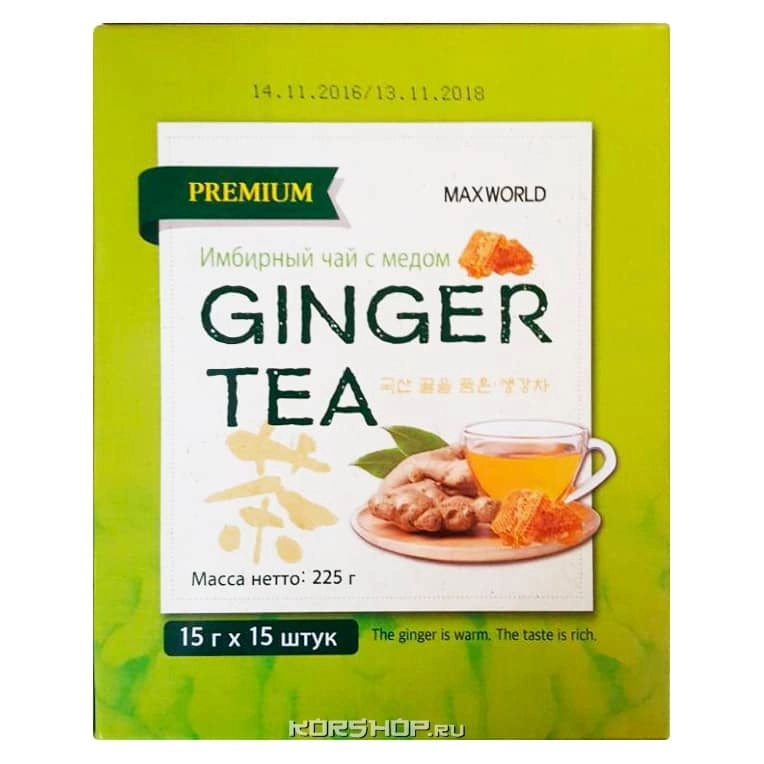 Премиум имбирный чай с медом Maxworld, Корея, 15*15 г