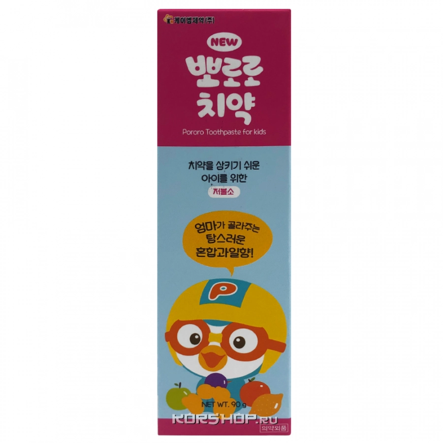 Фруктовая детская зубная паста Pororo, Корея, 90 г