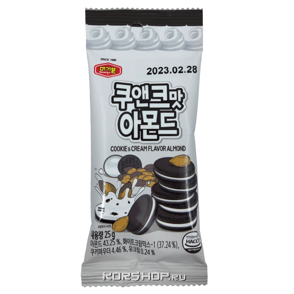 Обжаренный миндаль со вкусом печенья и сливок Murgerbon, Корея, 25 г