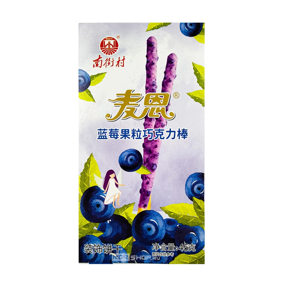 Печенье-соломка в глазури со вкусом черники Maien, Китай, 45 г