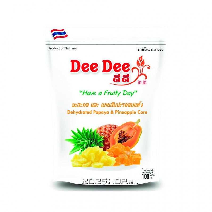Сушеная папайя и ананас (дегидрированные) Dee Dee, Таиланд 100 г.