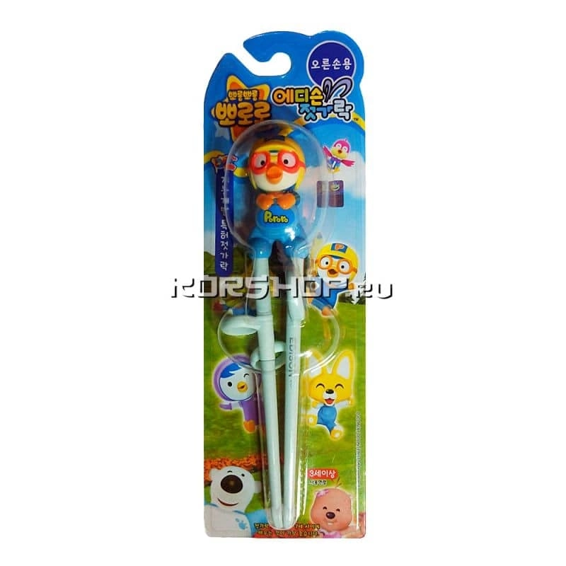 Палочки детские для еды Pororo голубые (с фигуркой)