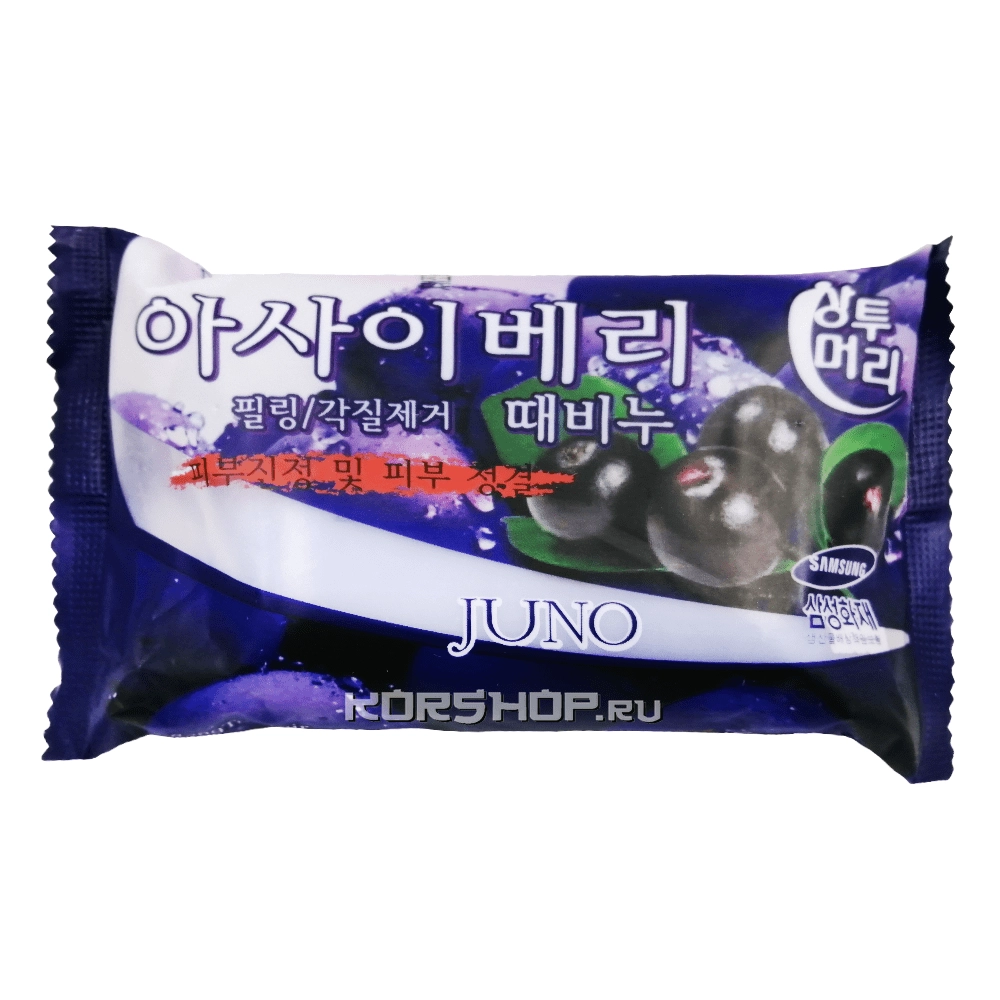 Отшелушивающее мыло с ягодами асаи Juno, Корея, 120 г Отшелушивающее мыло с ягодами асаи Juno, Корея, 120 г