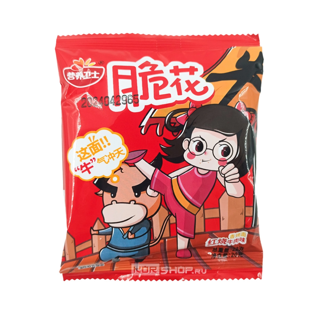 Чипсы из жареной лапши со вкусом рагу из говядины Crispy Flower Crispy Noodle Snack Braised Beef Flavor Yingyangweishi / Nutrition Guard, Китай, 20 г Чипсы из жареной лапши со вкусом рагу из говядины Crispy Flower Crispy Noodle Snack Braised Beef Flavor Yingyangweishi / Nutrition Guard, Китай, 20 г