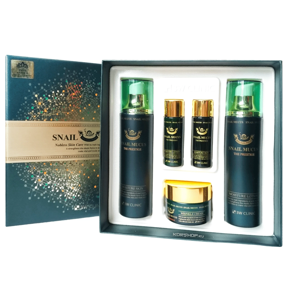 Набор для ухода за лицом с экстрактом муцина улитки 3W Clinic (тонер, лосьон, крем), Корея