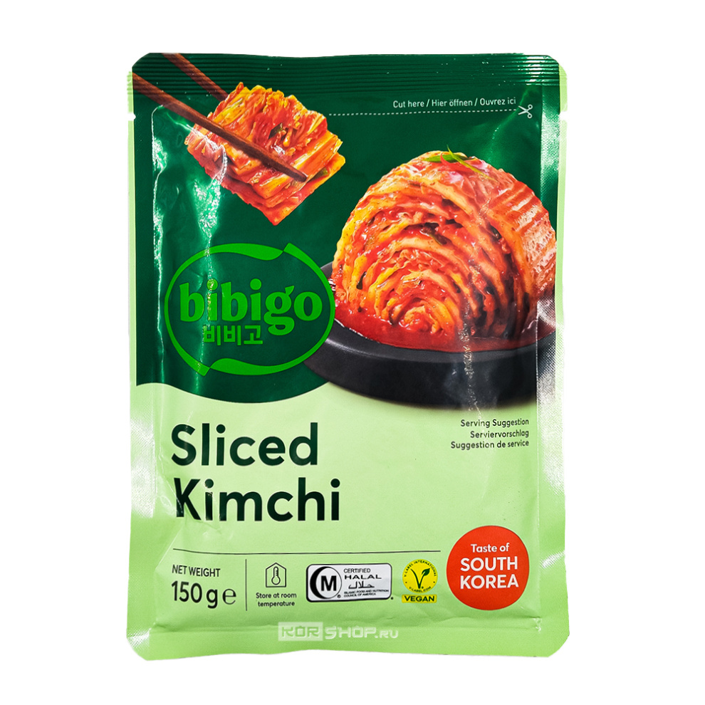 Капуста кимчи среднеострая нарезанная Bibigo CJ, Корея, 150 г