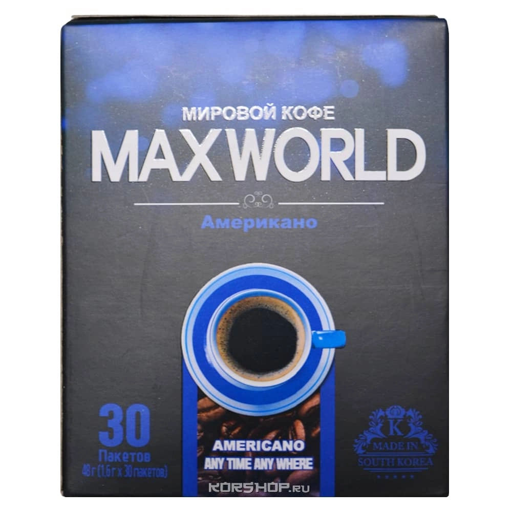 Растворимый кофе Американо Maxworld (1,6 г*30 шт.), Корея, 48 г