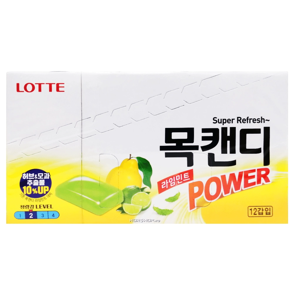 Леденцовая карамель со вкусом лайма и мяты Throat Candy Lotte, Корея, 38 г