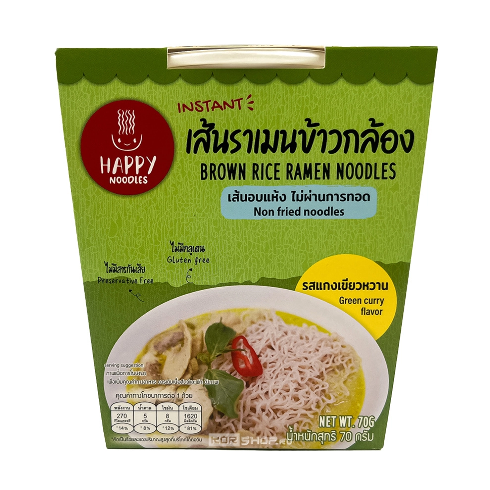 Лапша рамен из коричневого риса б/п «Зеленый карри» Happy Noodle (стакан), Таиланд, 70 г Лапша рамен из коричневого риса б/п «Зеленый карри» Happy Noodle (стакан), Таиланд, 70 г