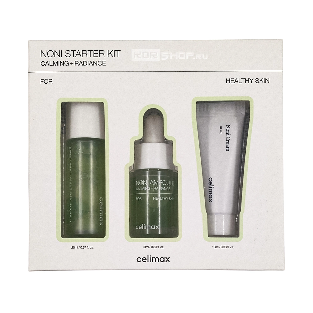 Мини набор с экстрактом нони для ухода за лицом (тонер 20 мл, сыворотка 10 мл, крем 10 мл) The Real Noni Starter Kit Celimax, Корея