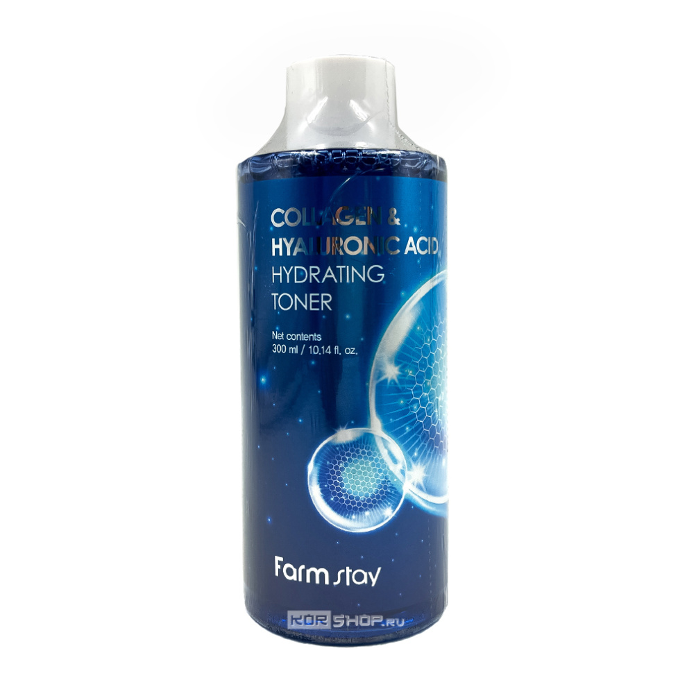 Тонер для лица увлажняющий с гиалуроновой кислотой и коллагеном Collagen And Hyaluronic Acid Hydrating Toner FarmStay, Корея, 300 мл