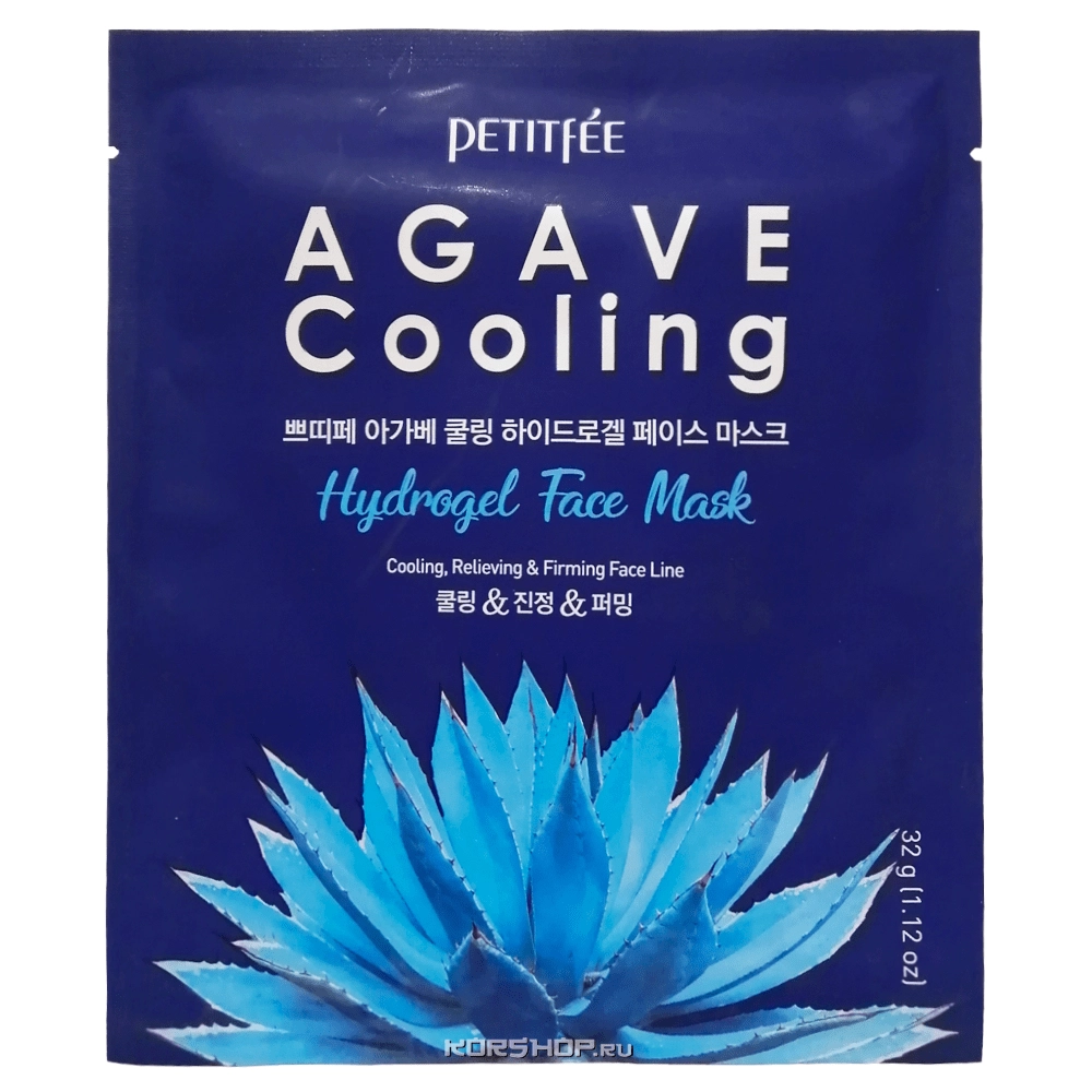 Охлаждающая гидрогелевая маска для лица с экстрактом агавы Petitfee, Корея, 32 г