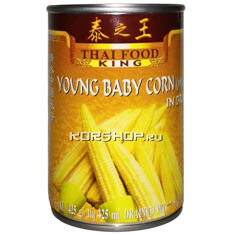 Кукуруза молодая в початках (средние до 15 шт.) Thai Food King, Таиланд, 425 г,..