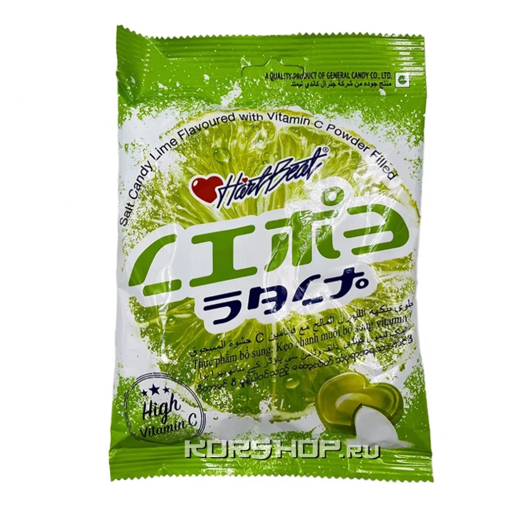 Конфеты карамельные солёные с начинкой из лайма и витамином C Hartbeat Lime Salt Candy, Таиланд, 120 г Конфеты карамельные солёные с начинкой из лайма и витамином C Hartbeat Lime Salt Candy, Таиланд, 120 г