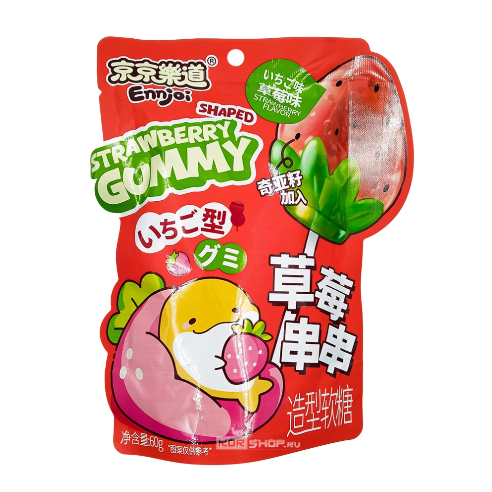 Желейные конфеты со вкусом клубники Strawberry Shaped Gummy Ennjoi Guandong Lefen, Китай, 60 г Желейные конфеты со вкусом клубники Strawberry Shaped Gummy Ennjoi Guandong Lefen, Китай, 60 г