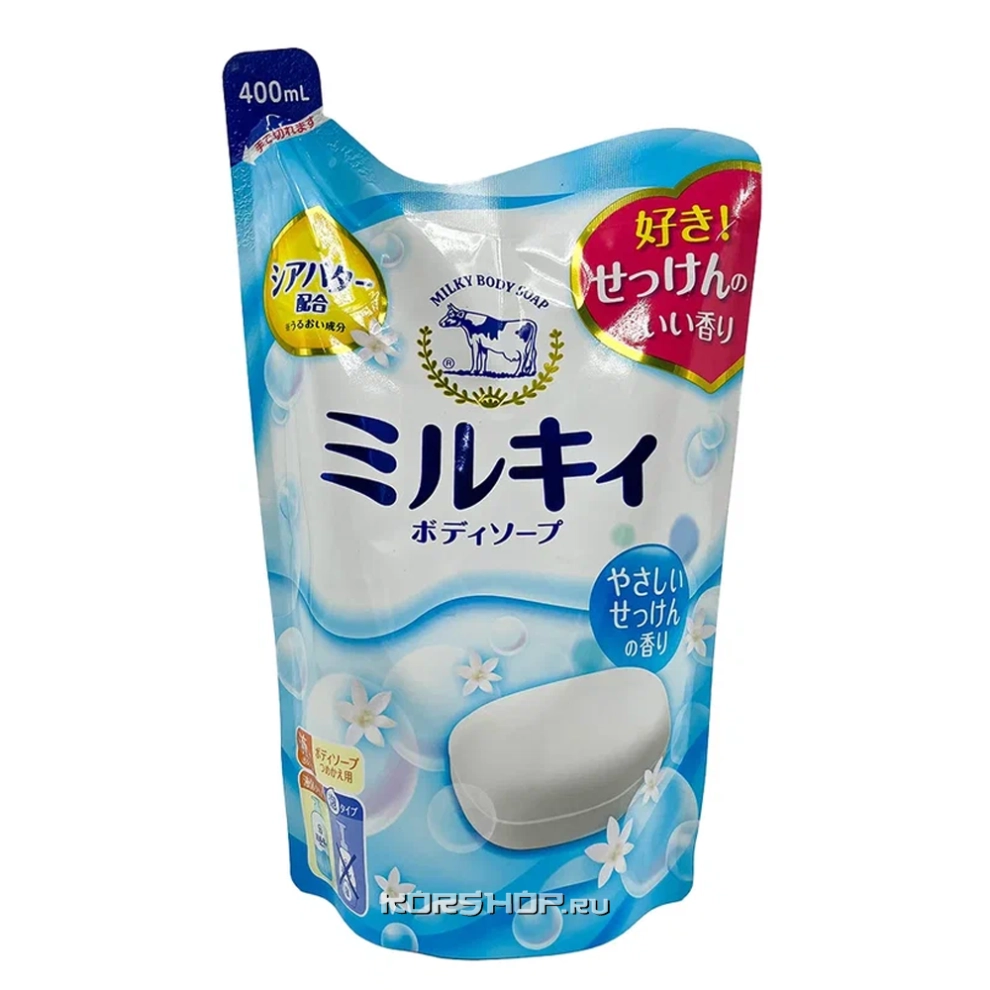 Мыло жидкое для тела пенное аромат цветочного мыла Cow Brand, Япония, 400 мл (сменный блок)