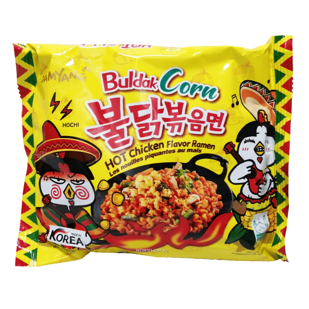 Пшеничная лапша со вкусом курицы и кукурузы Hot Chicken Flavor Ramen Bouldak Corn Samyang, Корея, 130 г. Пшеничная лапша со вкусом курицы и кукурузы Hot Chicken Flavor Ramen Bouldak Corn Samyang, Корея, 130 г.