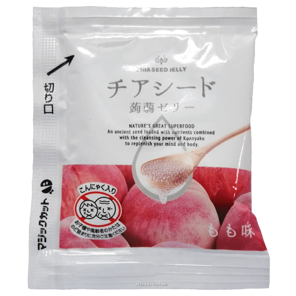 Желе Конняку с семенами чиа со вкусом персика Chia Seed Jelly, Япония, 17 г