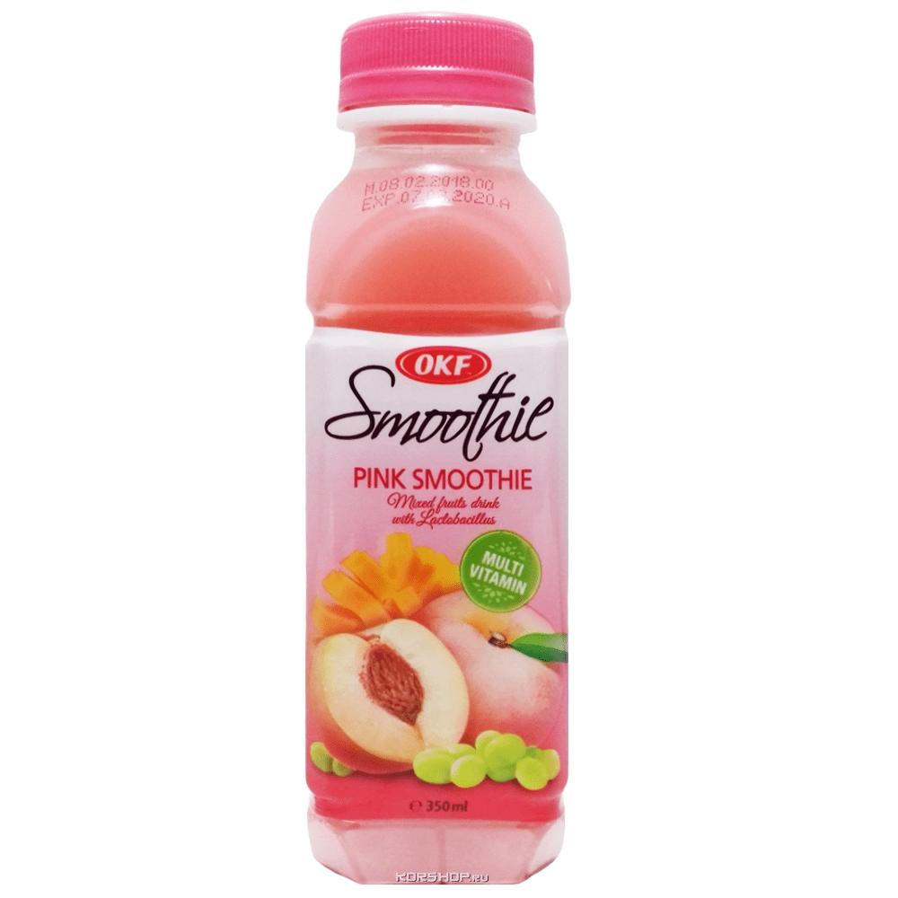 Витаминный напиток с лактобактериями Смузи Smoothie Pink OKF (персик, белый виноград, манго), Корея, 350 мл