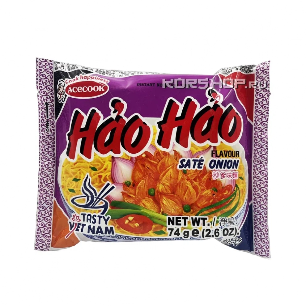 Лапша б/п HAO HAO со вкусом Соте с зеленым луком Acecook (пакет), Вьетнам, 74 г Лапша б/п HAO HAO со вкусом Соте с зеленым луком Acecook (пакет), Вьетнам, 74 г