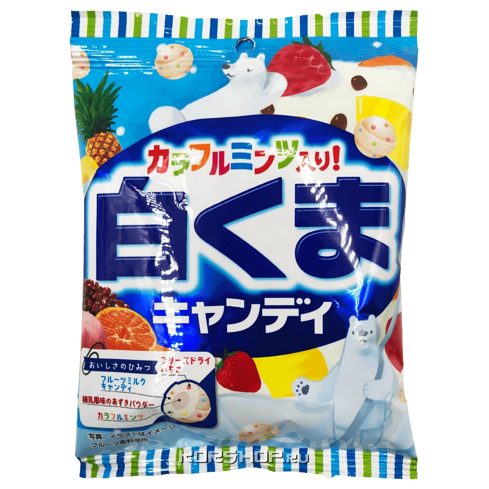 Белая карамель с фруктовым вкусом (клубнично-мятные) Pine, Япония, 70 г Белая карамель с фруктовым вкусом (клубнично-мятные) Pine, Япония, 70 г