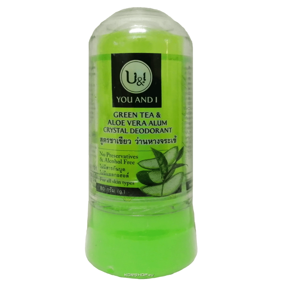 Дезодорант кристалл с алоэ вера и зеленым чаем You and I, Таиланд, 80 г Дезодорант кристалл с алоэ вера и зеленым чаем You and I, Таиланд, 80 г