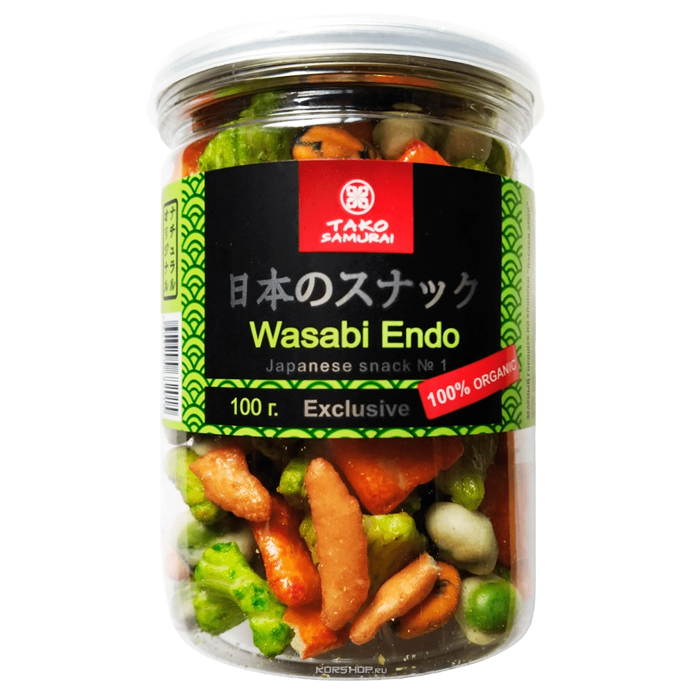 Японские снеки из гороха Васаби Эндо Тако Самурай, 100 г Японские снеки из гороха Васаби Эндо Тако Самурай, 100 г