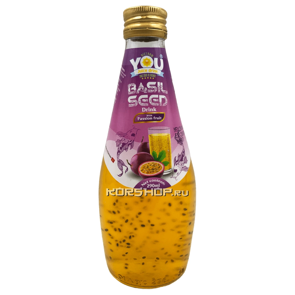 Напиток негазированный с семенами базилика и соком маракуйи You Vietnam, Вьетнам, 290 мл.