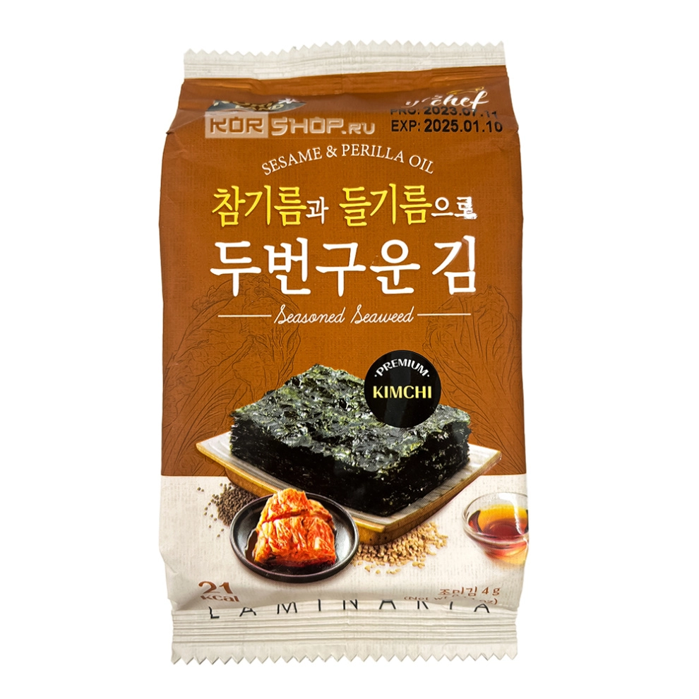 Хрустящая морская капуста со вкусом кимчи Nori Land, Корея, 4 г Хрустящая морская капуста со вкусом кимчи Nori Land, Корея, 4 г