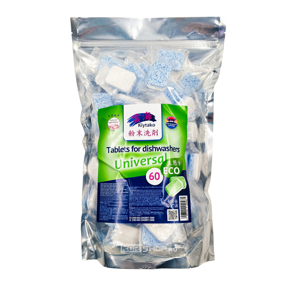Таблетки универсальные для посудомоечной машины Kiytako Universal ECO, 60 шт. Таблетки универсальные для посудомоечной машины Kiytako Universal ECO, 60 шт.