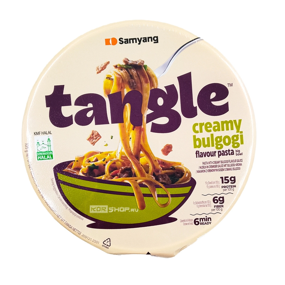 Паста б/п со сливочным соусом Бульгоги (чашка) Tangle Creamy Bulgogi Flavour Pasta Big Bowl Samyang, Корея, 105 г Паста б/п со сливочным соусом Бульгоги (чашка) Tangle Creamy Bulgogi Flavour Pasta Big Bowl Samyang, Корея, 105 г