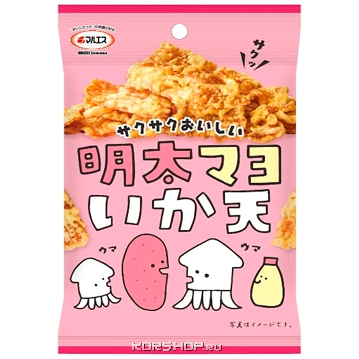 Жареный кальмар с ментайко и майонезом Maruesu Tabekiri, Япония, 22 г Жареный кальмар с ментайко и майонезом Maruesu Tabekiri, Япония, 22 г