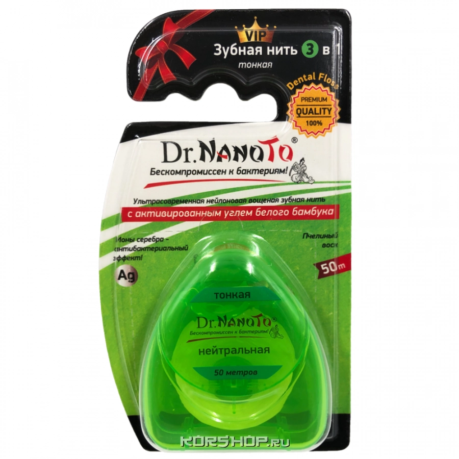 Тонкая зубная нить 3 в 1 без запаха и вкуса Dr.Nanoto, Китай Тонкая зубная нить 3 в 1 без запаха и вкуса Dr.Nanoto, Китай