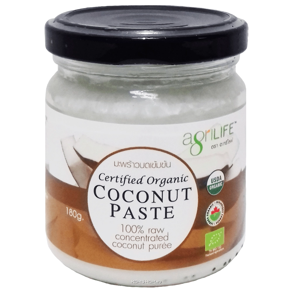 Органическая кокосовая паста Agrilife, Таиланд, 180 г Органическая кокосовая паста Agrilife, Таиланд, 180 г