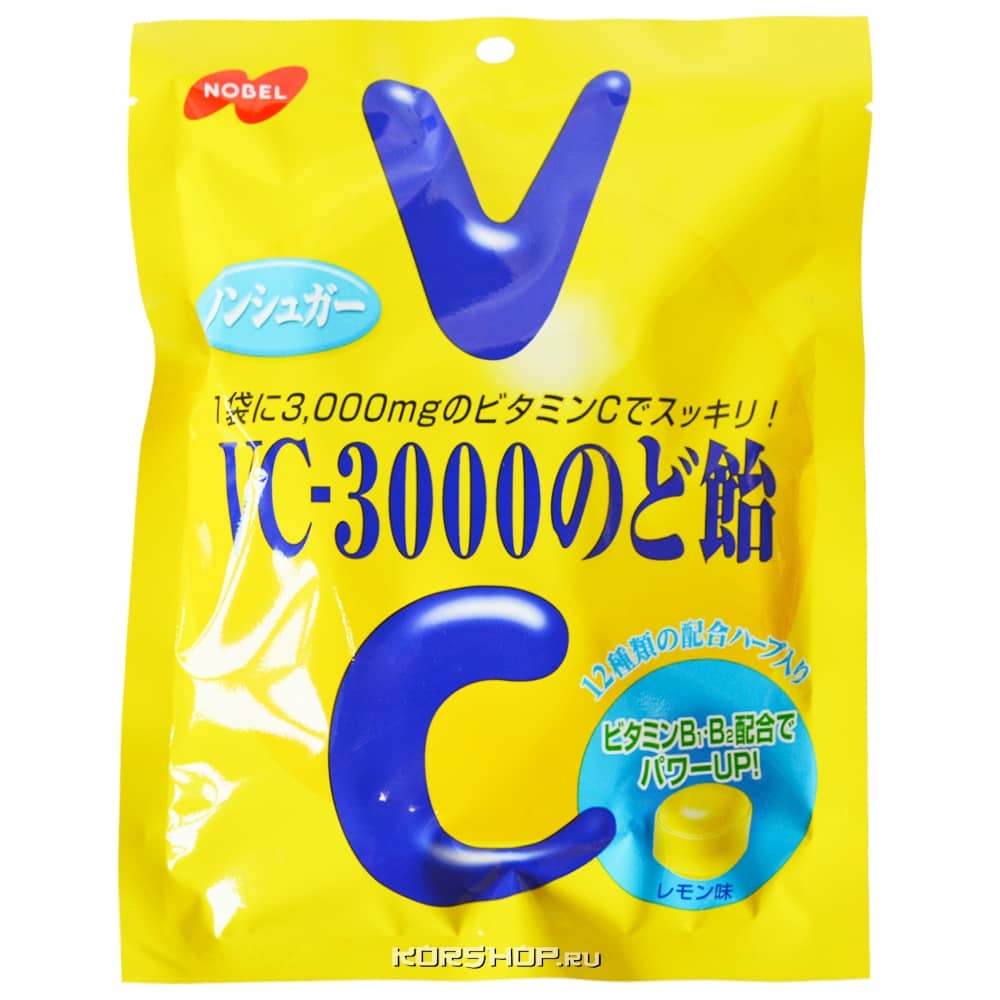 Карамель со вкусом лимона Nobel VC-3000, Япония, 90 г