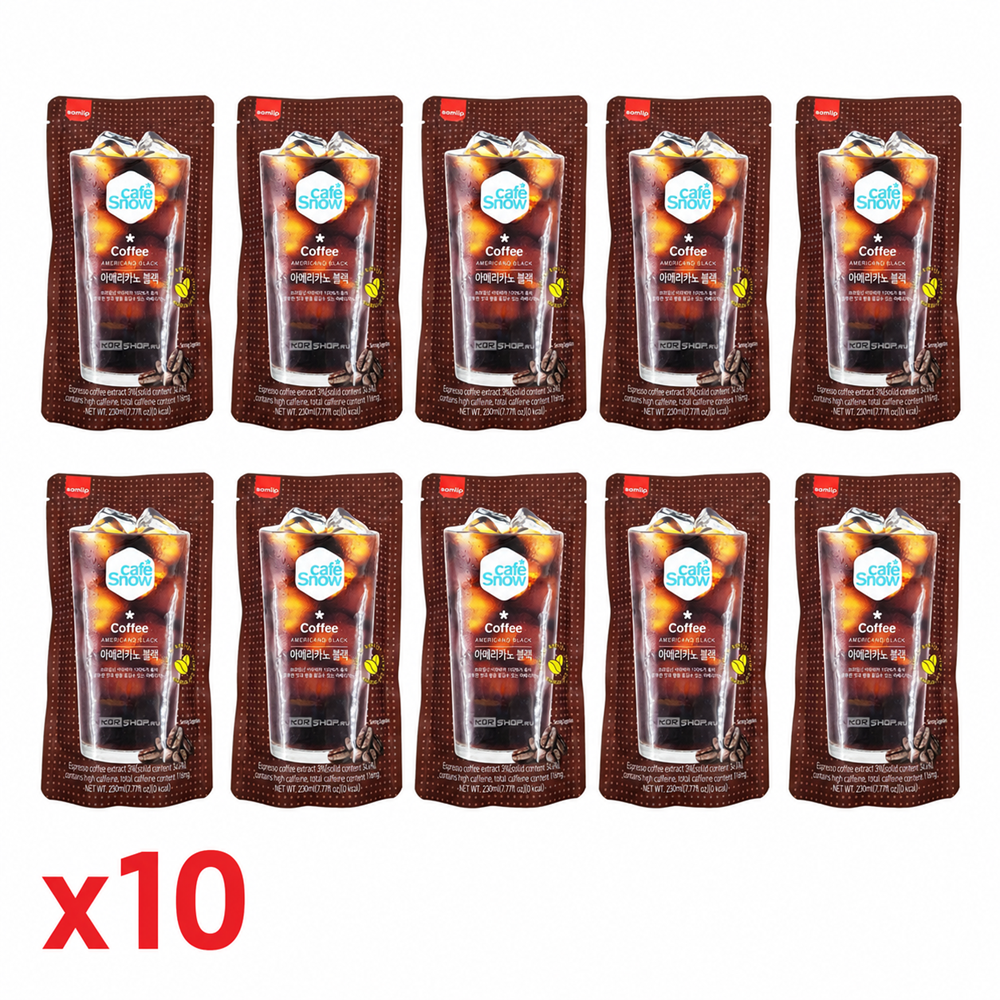 Блок (10 уп. по 230 мл) Напиток б/а «Кофе черный Американо» (Coffee Americano Black) Самлип / Samlip, Корея, 230 мл х 10 шт.