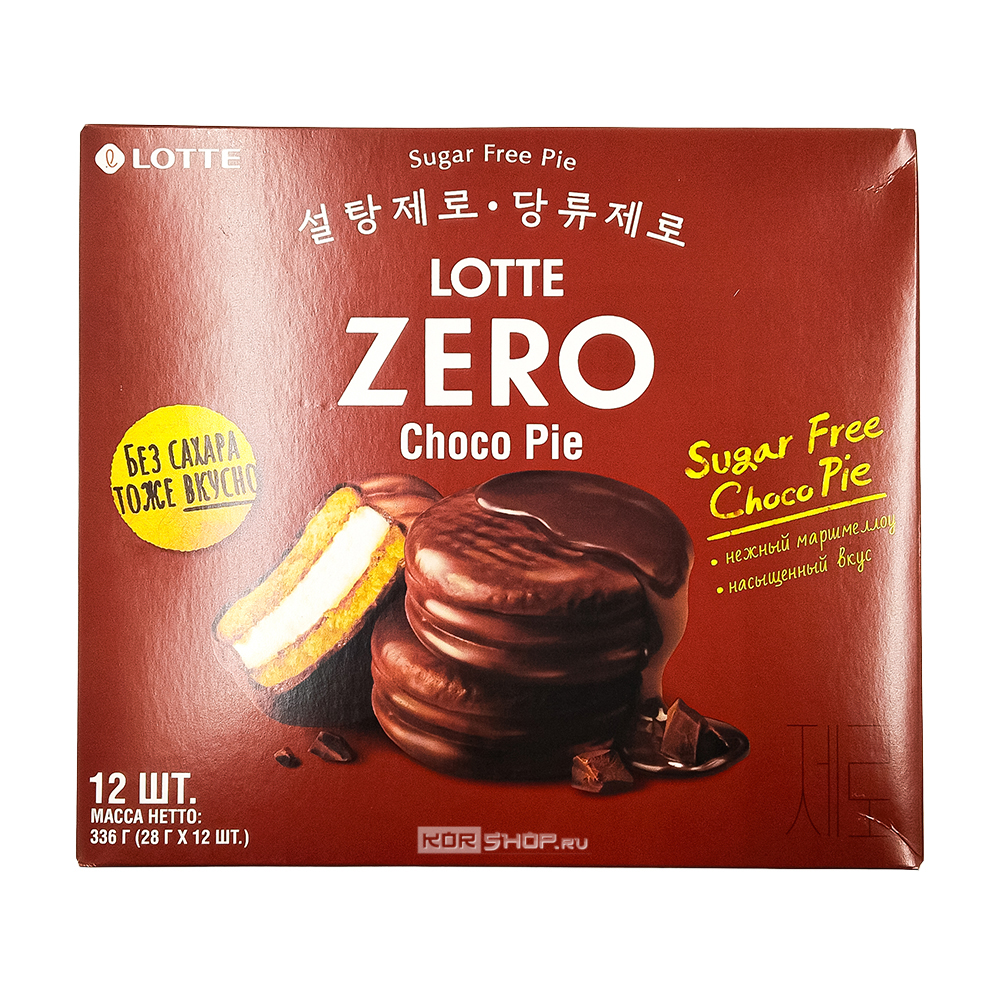 Пирожные Чокопай Зеро без сахара Choco Pie Zero Lotte, 336 г (28 г х 12 шт.)