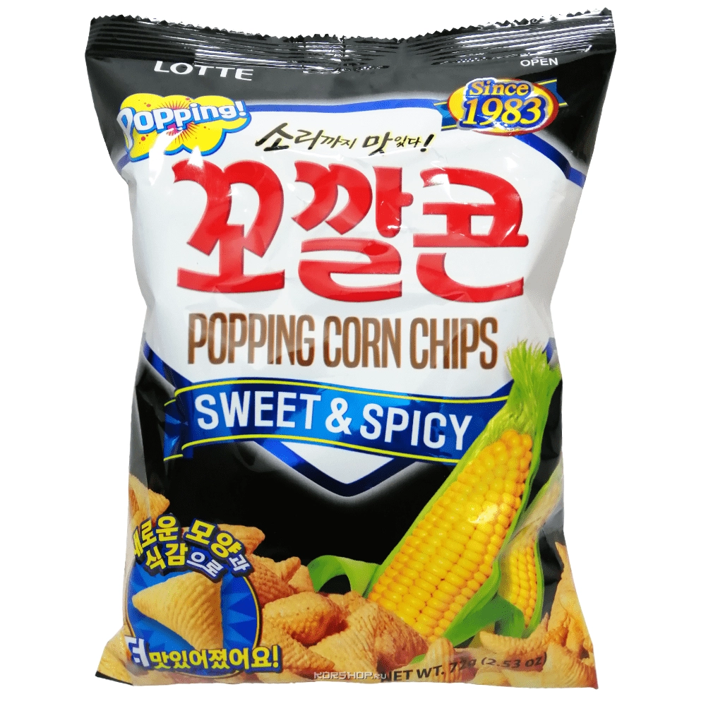 Кукурузные чипсы остро-сладкие Sweet and Spicy Popping Corn, Корея, 72 г