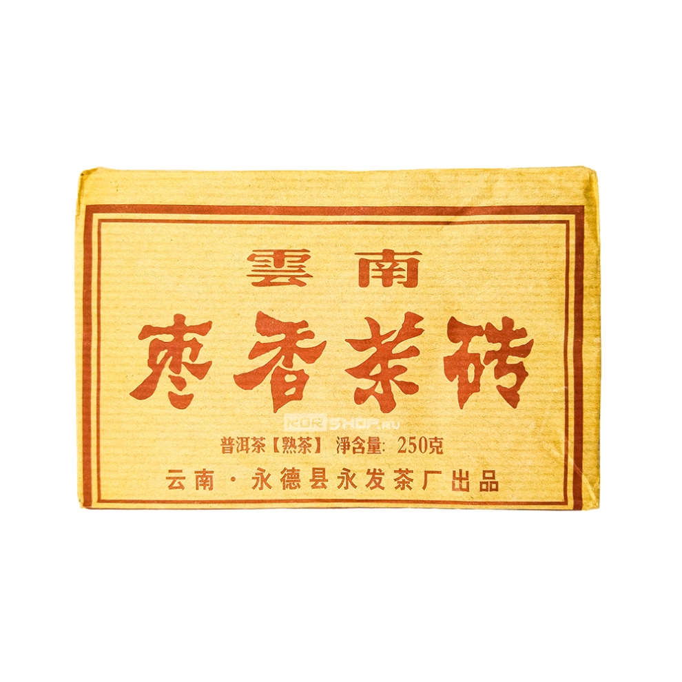 Чай Шу Пуэр «Аромат финика» с юннаньской фабрики Юнфа (кирпич) 2013 год, Китай, 200 г