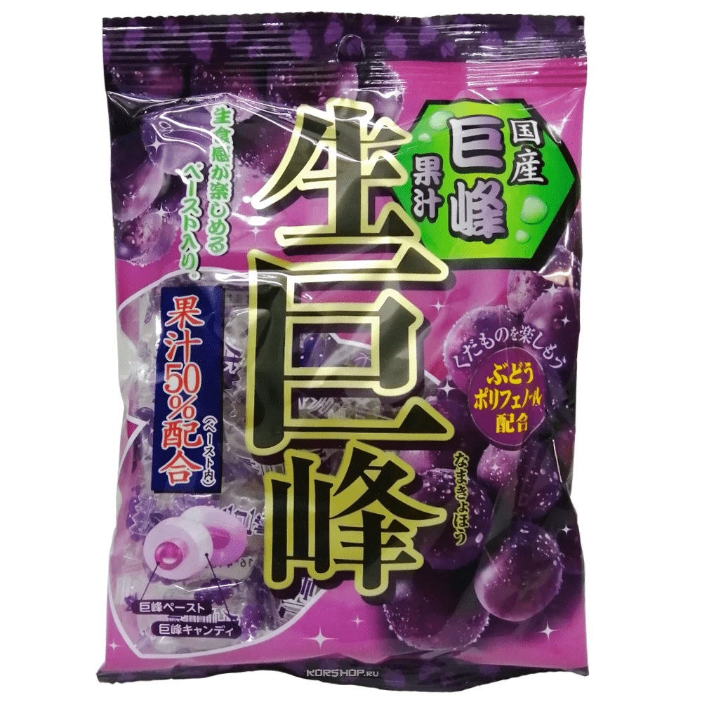 Леденцовая карамель с начинкой с виноградным вкусом Ribon, Япония, 100 г Леденцовая карамель с начинкой с виноградным вкусом Ribon, Япония, 100 г