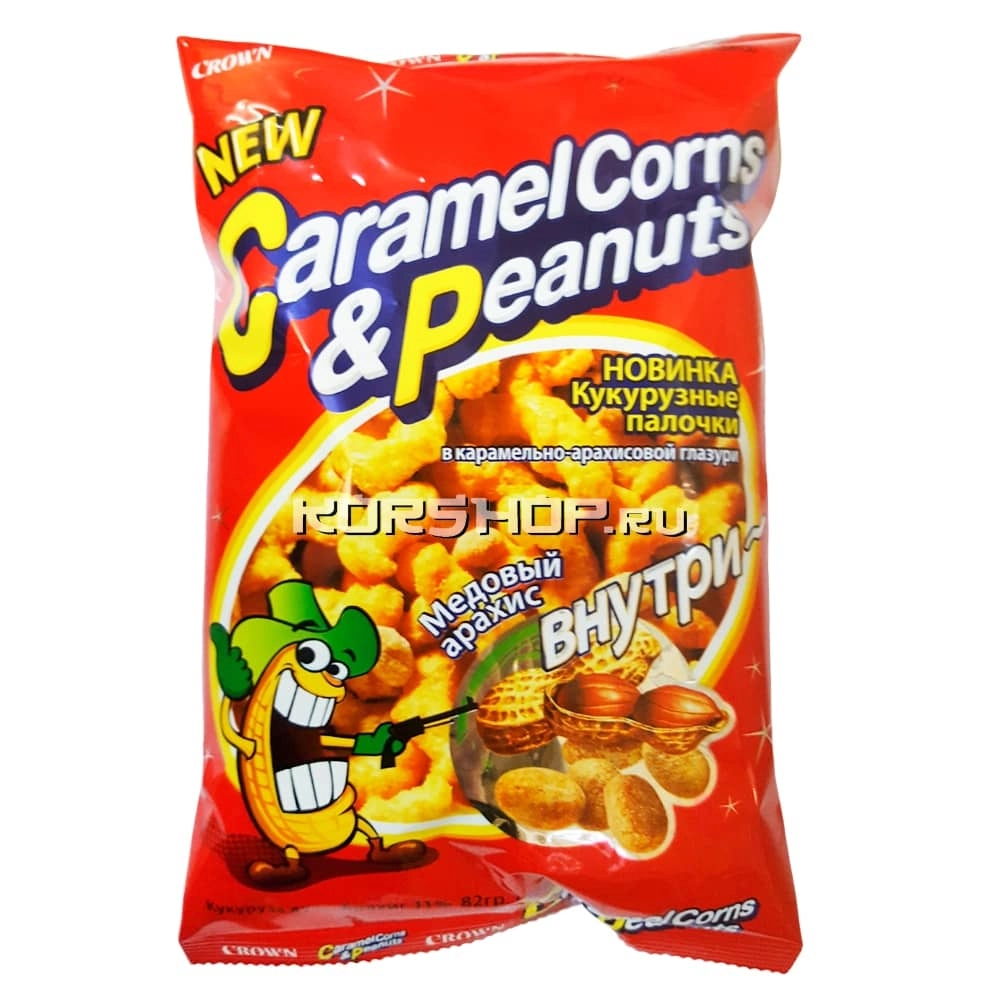 Кукурузные палочки "Карамель и арахис" Caramel Corn and Peanuts CROWN, Корея, 72 г Кукурузные палочки "Карамель и арахис" Caramel Corn and Peanuts CROWN, Корея, 72 г