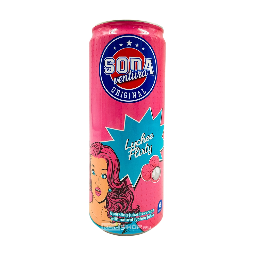 Газированный напиток б/а с соком личи Lychee Flirty Soda Ventura Rita, Вьетнам, 330 мл