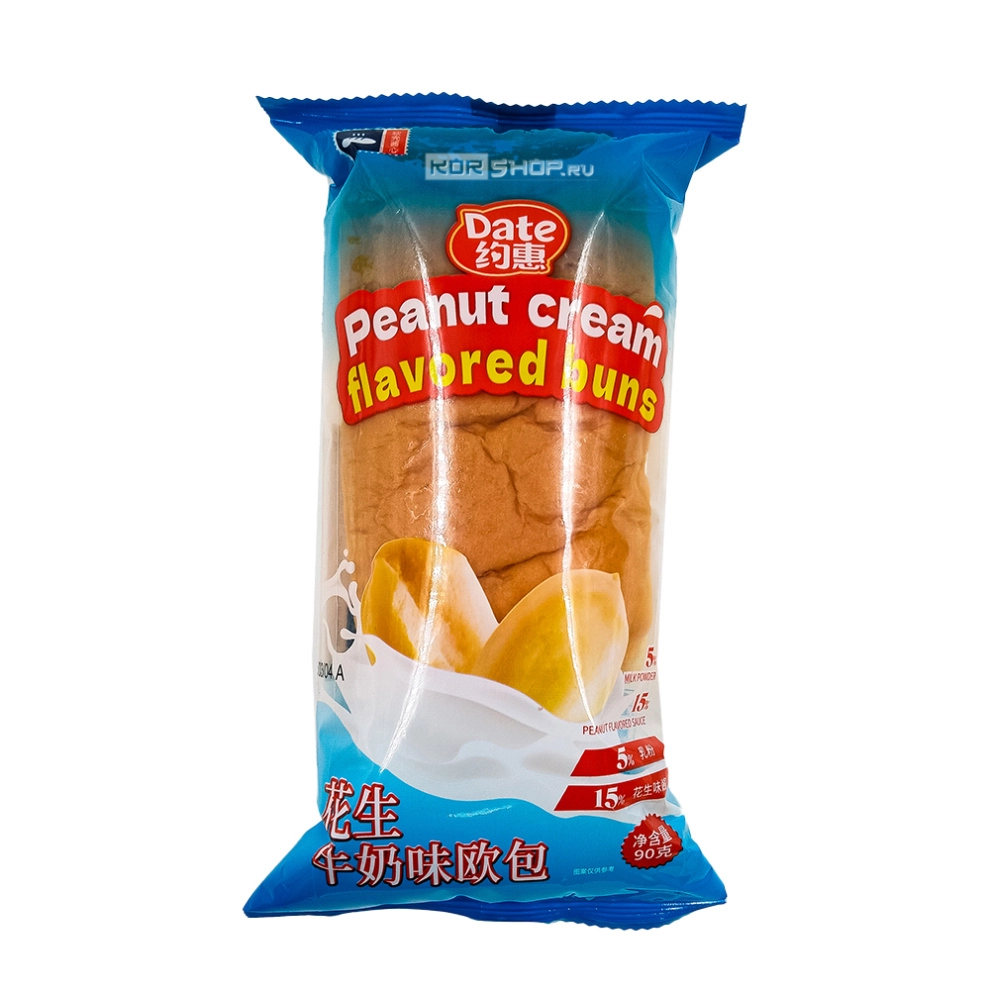 Булочка сладкая с начинкой со вкусом арахиса Date, Китай, 90 г Булочка сладкая с начинкой со вкусом арахиса Date, Китай, 90 г