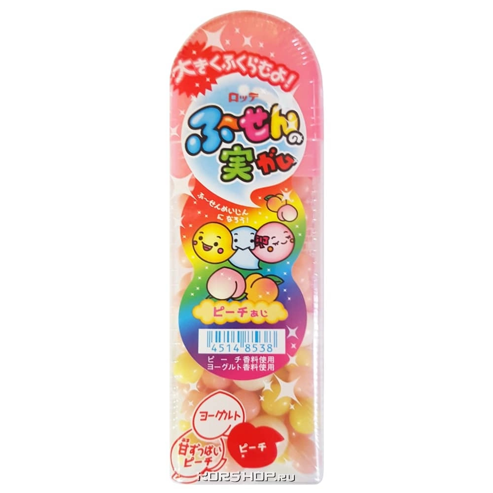 Жевательная резинка в виде драже Персик Fusen No Mi Lotte, Япония, 35 г