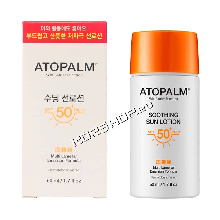 Смягчающий солнцезащитный лосьон SPF 50+ PA+++ Atopalm, Корея, 50 мл.....