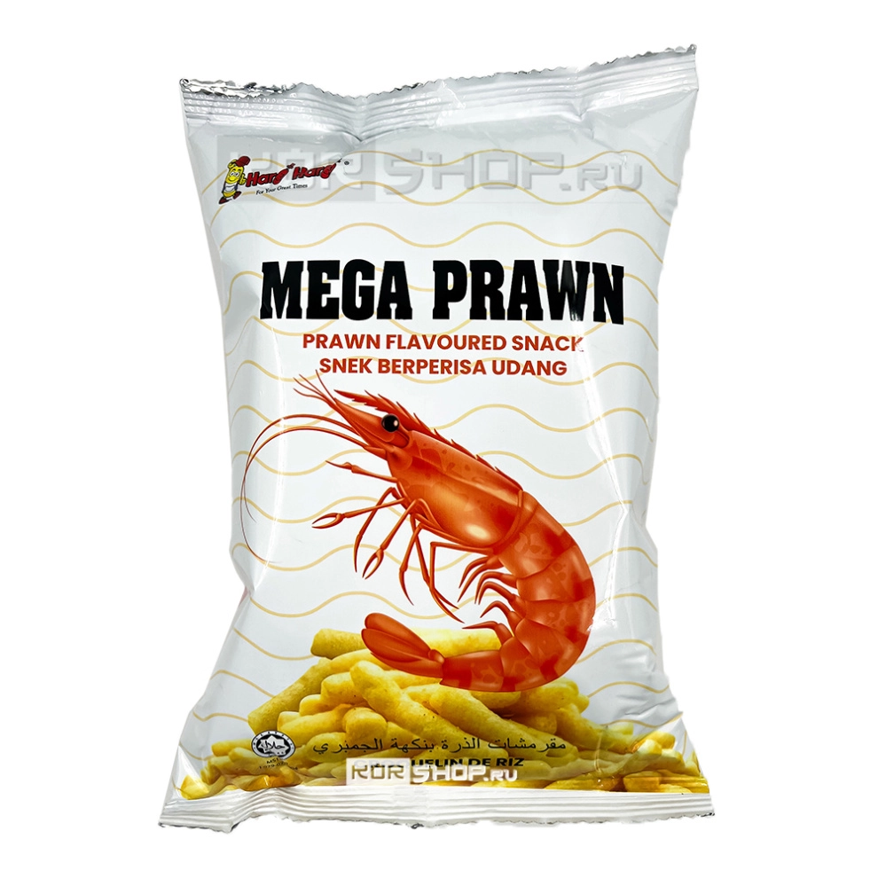 Кукурузные палочки со вкусом креветки Mega Prawn HARI HARI, Малайзия, 60 г Кукурузные палочки со вкусом креветки Mega Prawn HARI HARI, Малайзия, 60 г