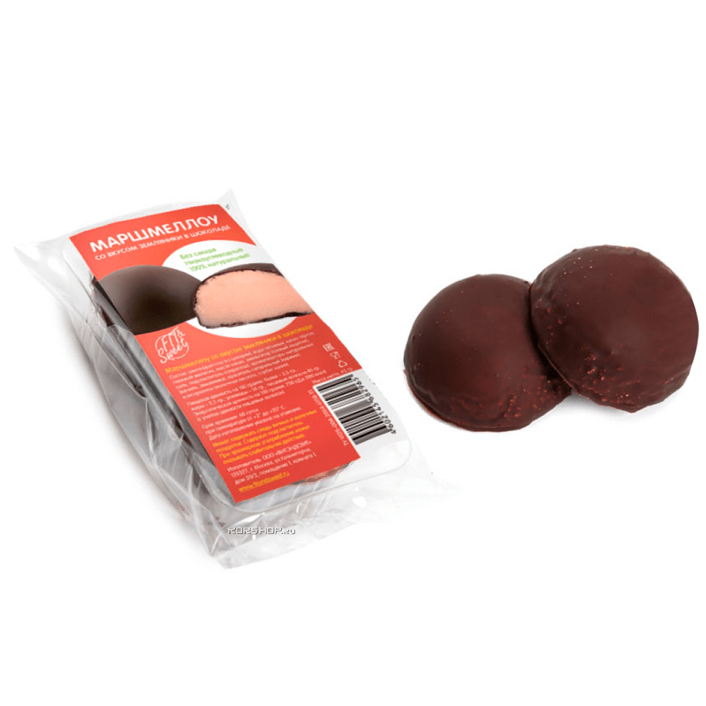 Диетические маршмеллоу со вкусом земляники в шоколаде Fit and Sweet, 45 г